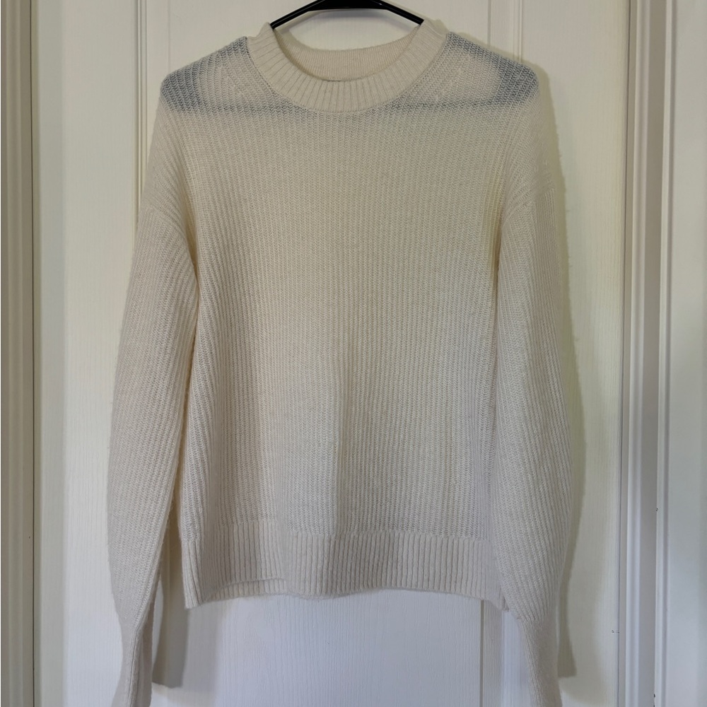 Quince Alpaca Wool Blend Crewneck Sweater Ivory Size M